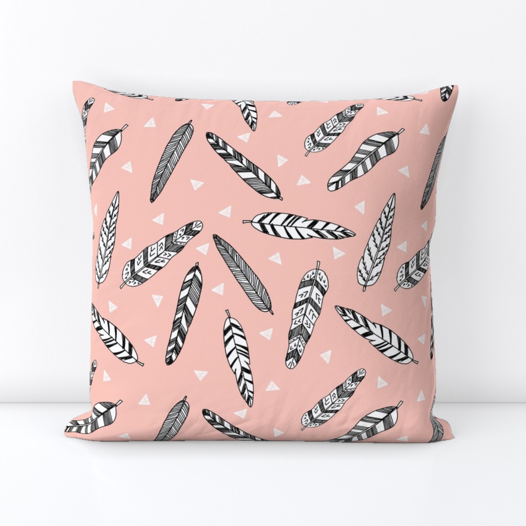 Inky Feathers fabric //- Pale Pink by Andrea Lauren 