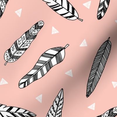 Inky Feathers fabric //- Pale Pink by Andrea Lauren 