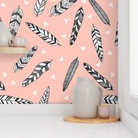 Inky Feathers fabric //- Pale Pink by Andrea Lauren 