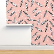 Inky Feathers fabric //- Pale Pink by Andrea Lauren 