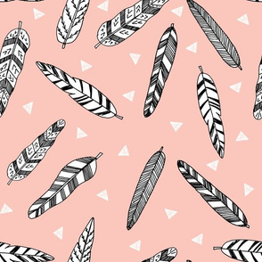 Inky Feathers fabric //- Pale Pink by Andrea Lauren 