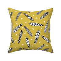 Inky Feathers fabric //- Mustard by Andrea Lauren 
