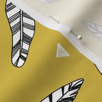 Inky Feathers fabric //- Mustard by Andrea Lauren 