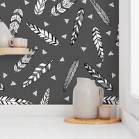 Inky Feathers fabric // - Charcoal by Andrea Lauren 