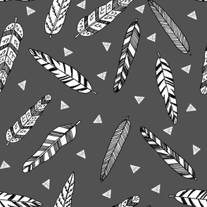 Inky Feathers fabric // - Charcoal by Andrea Lauren 