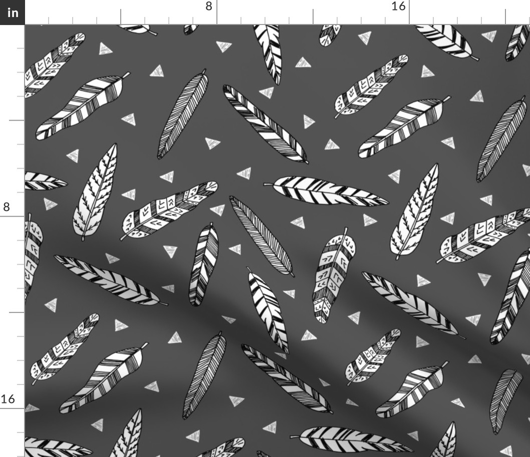 Inky Feathers fabric // - Charcoal by Andrea Lauren 