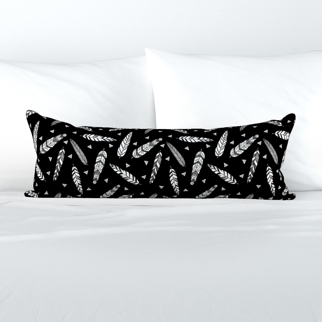 Inky Feathers fabric // - Black and White by Andrea Lauren 