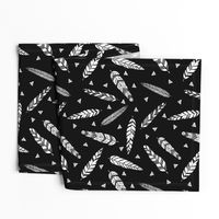 Inky Feathers fabric // - Black and White by Andrea Lauren 