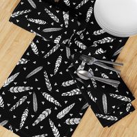 Inky Feathers fabric // - Black and White by Andrea Lauren 