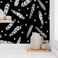 Inky Feathers fabric // - Black and White by Andrea Lauren 