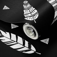 Inky Feathers fabric // - Black and White by Andrea Lauren 