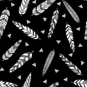 Inky Feathers fabric // - Black and White by Andrea Lauren 