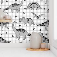 Dinos // Slate dinosaur prehistoric baby nursery baby boy grey 