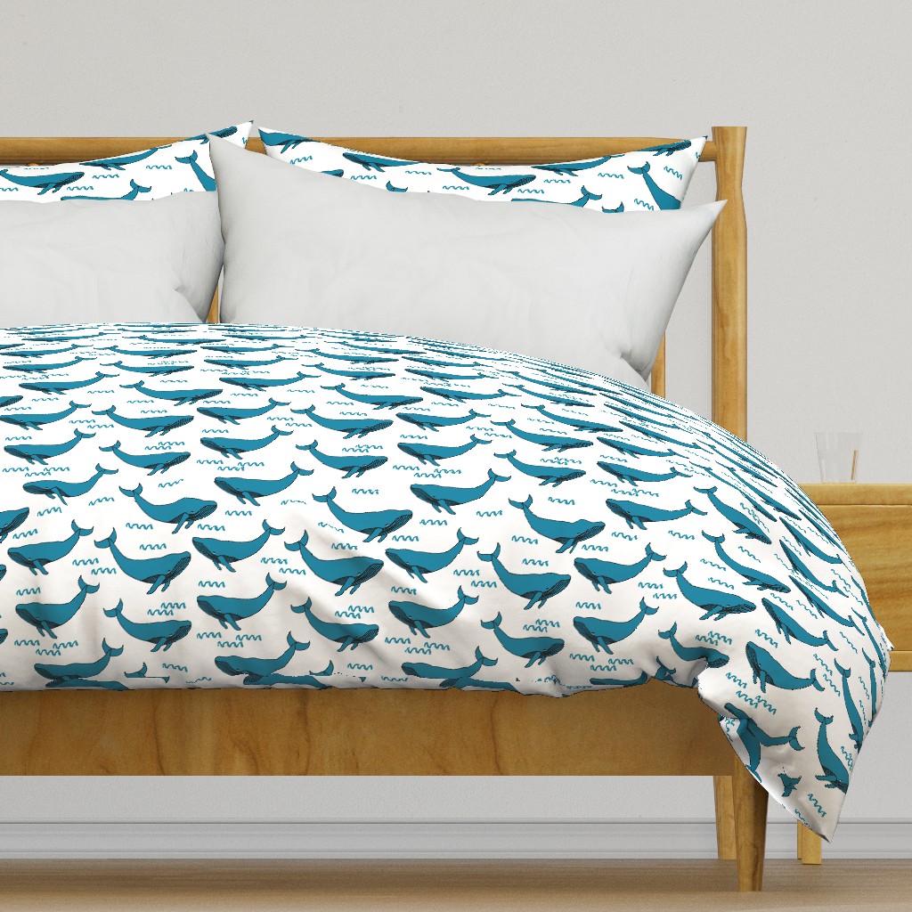 whales // turquoise whales baby nursery sweet fabric ocean animals cute whale fabric andrea lauren design