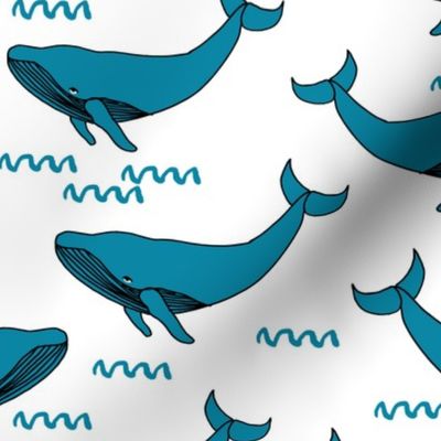 whales // turquoise whales baby nursery sweet fabric ocean animals cute whale fabric andrea lauren design