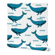 whales // turquoise whales baby nursery sweet fabric ocean animals cute whale fabric andrea lauren design