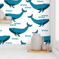 whales // turquoise whales baby nursery sweet fabric ocean animals cute whale fabric andrea lauren design