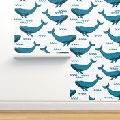 whales // turquoise whales baby nursery sweet fabric ocean animals cute whale fabric andrea lauren design