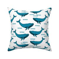 whales // turquoise whales baby nursery sweet fabric ocean animals cute whale fabric andrea lauren design