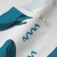 whales // turquoise whales baby nursery sweet fabric ocean animals cute whale fabric andrea lauren design