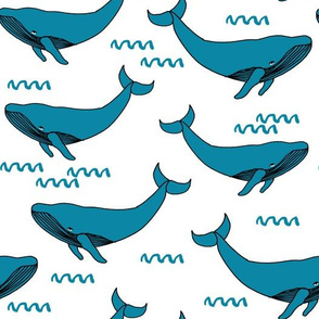 whales // turquoise whales baby nursery sweet fabric ocean animals cute whale fabric andrea lauren design