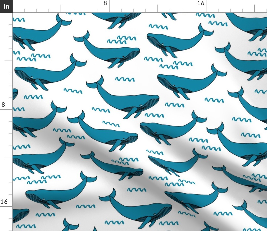 whales // turquoise whales baby nursery sweet fabric ocean animals cute whale fabric andrea lauren design