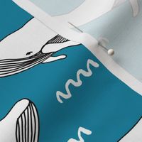 whales // whale cute simple ocean nautical blue fabric nursery cute turquoise baby fabric