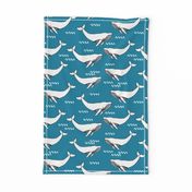 whales // whale cute simple ocean nautical blue fabric nursery cute turquoise baby fabric