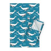 whales // whale cute simple ocean nautical blue fabric nursery cute turquoise baby fabric