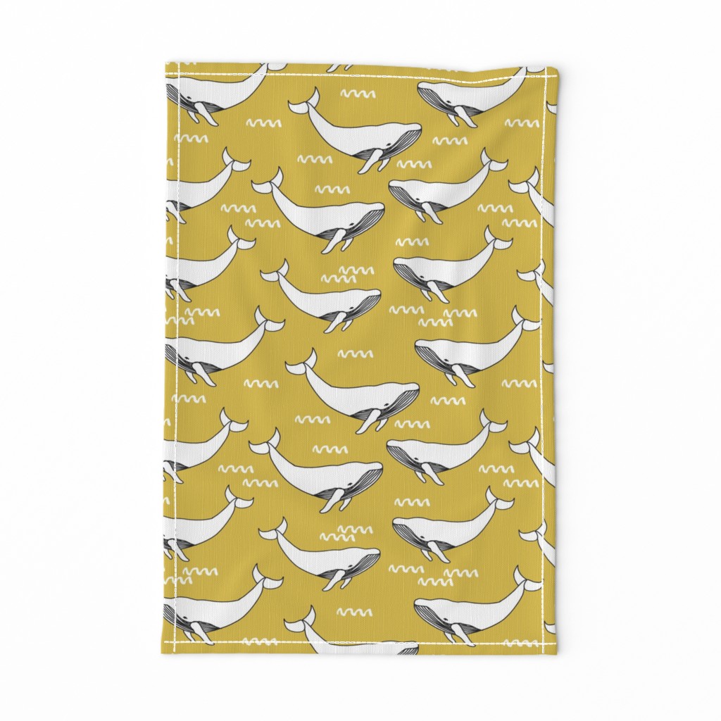 whales // yellow mustard yellow fabric whales fabric whale design simple scandi kids nursery fabric andrea lauren design andrea lauren