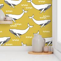 whales // yellow mustard yellow fabric whales fabric whale design simple scandi kids nursery fabric andrea lauren design andrea lauren