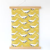 whales // yellow mustard yellow fabric whales fabric whale design simple scandi kids nursery fabric andrea lauren design andrea lauren