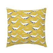 whales // yellow mustard yellow fabric whales fabric whale design simple scandi kids nursery fabric andrea lauren design andrea lauren