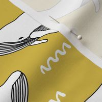 whales // yellow mustard yellow fabric whales fabric whale design simple scandi kids nursery fabric andrea lauren design andrea lauren