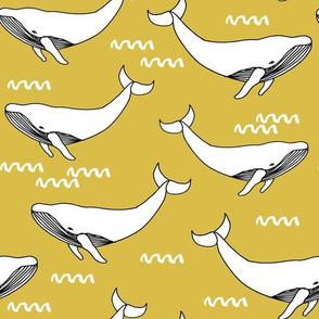 whales // yellow mustard yellow fabric whales fabric whale design simple scandi kids nursery fabric andrea lauren design andrea lauren