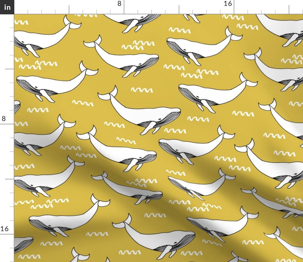 whales // yellow mustard yellow fabric whales fabric whale design simple scandi kids nursery fabric andrea lauren design andrea lauren