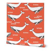 whales // orange cute kids animals ocean orange fabric baby nursery baby design