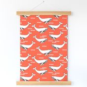 whales // orange cute kids animals ocean orange fabric baby nursery baby design