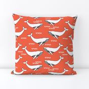 whales // orange cute kids animals ocean orange fabric baby nursery baby design