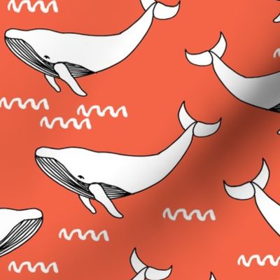 whales // orange cute kids animals ocean orange fabric baby nursery baby design