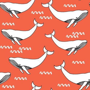 whales // orange cute kids animals ocean orange fabric baby nursery baby design