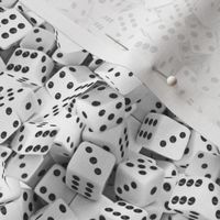 an ocean of white dice
