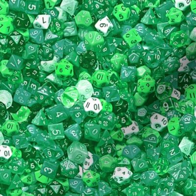 a sea of green dice