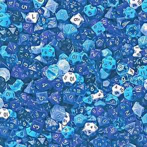 a sea of blue dice