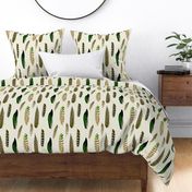Luxe Feathers in Green Jay on Linen