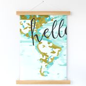 Hello World Baby Blanket or Swaddle // mustard