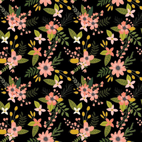 sprigs and blooms // black 