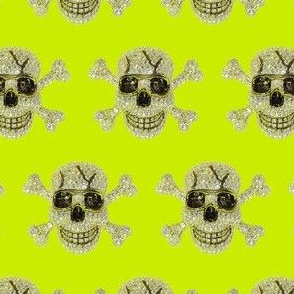 Sparkly Diamond Skulls on Lime 