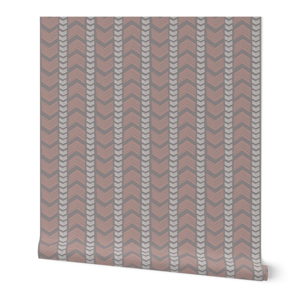 Herringbone Stripe in Cashmere and Pink