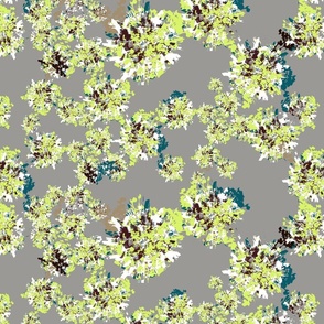 Abstract Flower Bursts - Gray, Light Green, Teal